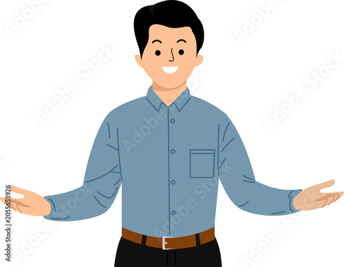 friendly businessman with welcoming gesture
