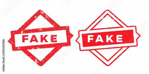 Φωτογραφία Fake rubber stamp vector illustration distressed red ink on white background
