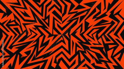 Abstract Geometric Pattern in Vibrant Orange and Black Creating a Dynamic Modern Background Design