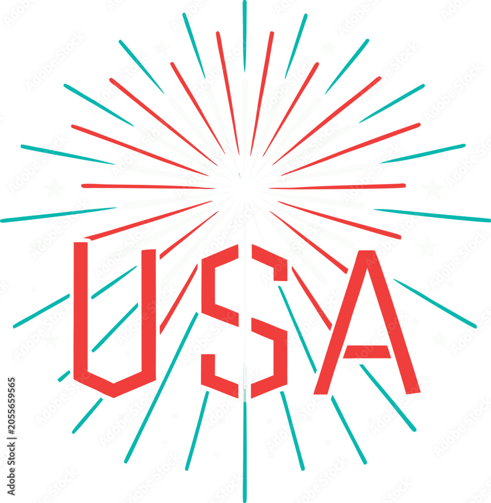 Fototapeta premium 4th of july fireworks graphic with usa text