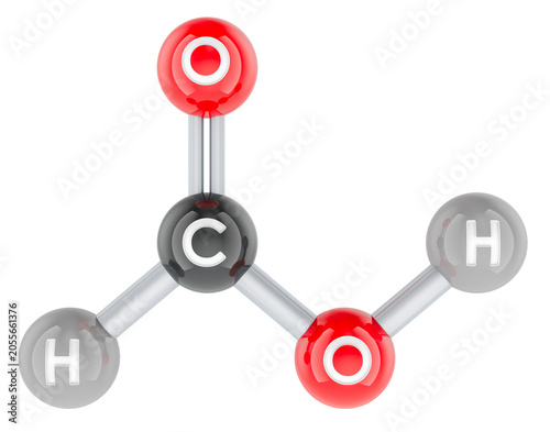фотографія Formic acid molecule model. 3D rendering