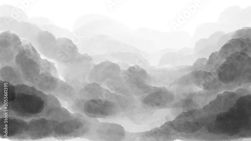 Obraz na płótnie Abstract black watercolor background displaying creative organic ink wash texture with soft bleeding liquid splatters for modern artistic banner layout graphic design illustration clip art