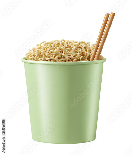 Cup of instant noodles with chopsticks