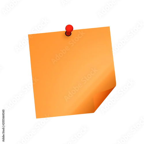Orange Sticky Note Paper Isolated on Transparent Background, Blank Post It Reminder Sheet with Clipping Path for Office, Business and Planning