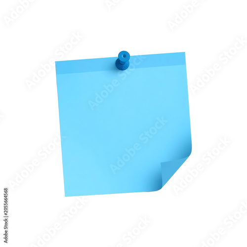 Blue Sticky Note Paper Isolated on Transparent Background, Blank Post It Reminder Sheet with Clipping Path for Office, Business and School Planning