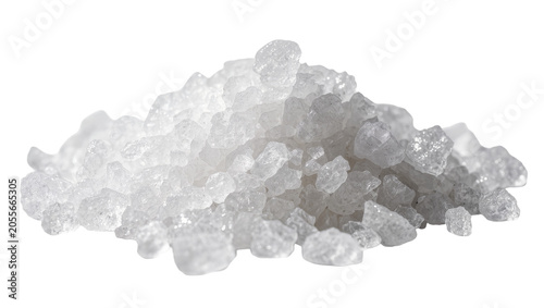 Fotografie Pile of coarse sea salt crystals, isolated on transparent background