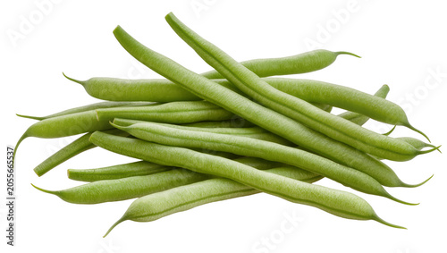 Obraz na plátně Pile of fresh green beans healthy vegetable, isolated on transparent background