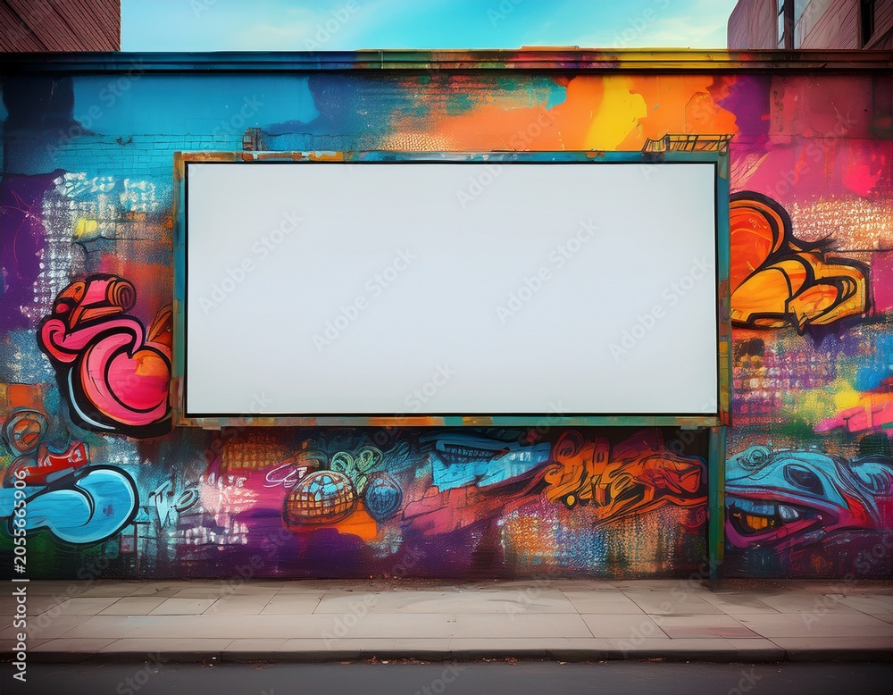 Obraz premium billboard on urban street art graffiti wall