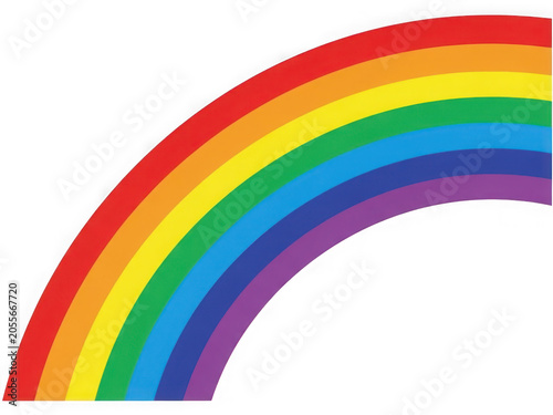 Vibrant rainbow illustration with seven colors isolated on transparent background
