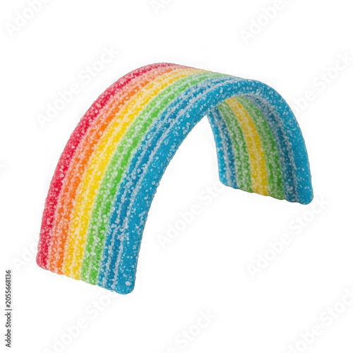 Colorful rainbow candy arch with sugar crystals isolated on transparent background