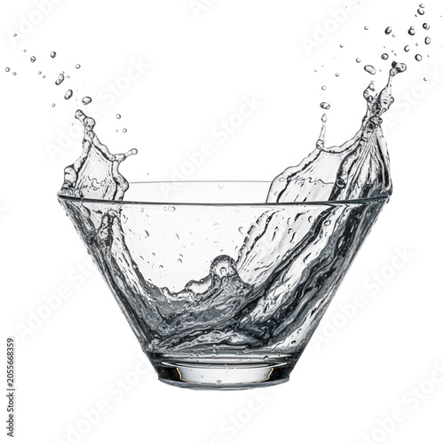 A glass of water with a splash of water isolated on transparent background, PNG