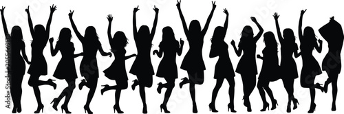 Fotografi Female dancer silhouette collection in dynamic poses with expressive movement, c