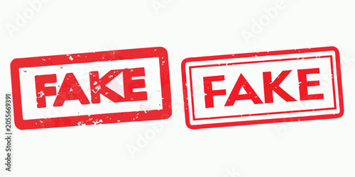 Tableau sur toile Fake Rubber Stamps Red Ink On White Background Vector Illustration