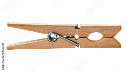 Obraz na płótnie Wooden clothespin with metal spring, isolated on transparent background