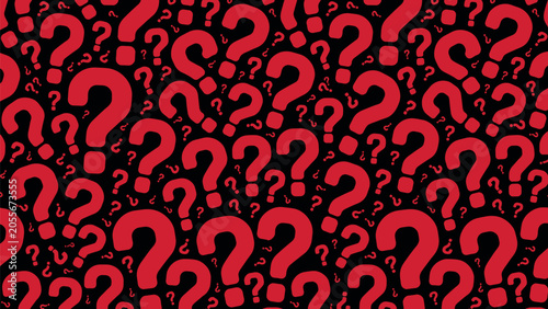 Red question mark pattern on a solid black background