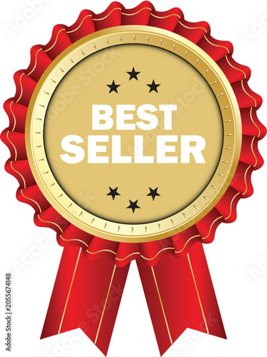 Golden medal with red ribbon empty space for adding text vector illustration transparent PNG with stars