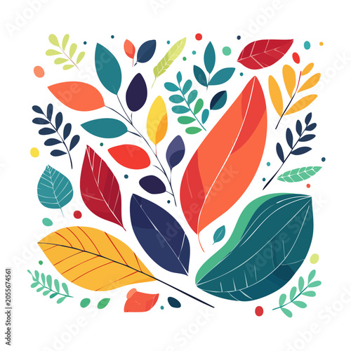 Colorful leaf pattern in flat design