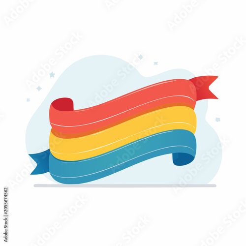 Colorful Ribbon Banner with Stars