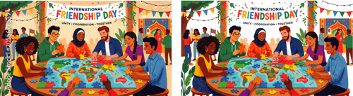 International Friendship Day Global Unity and Cultural Diversity Vector Set