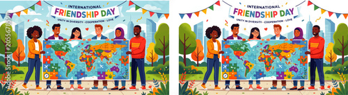 International Friendship Day Global Unity and Cultural Diversity Vector Set
