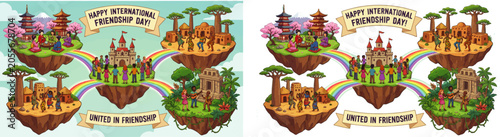 International Friendship Day Global Unity and Cultural Diversity Vector Set