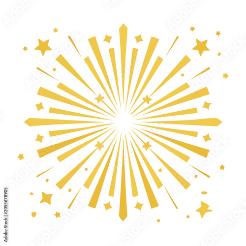Golden Fireworks Flat Design Vector