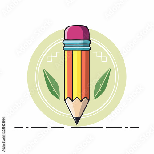 Illustration of a colorful pencil writing