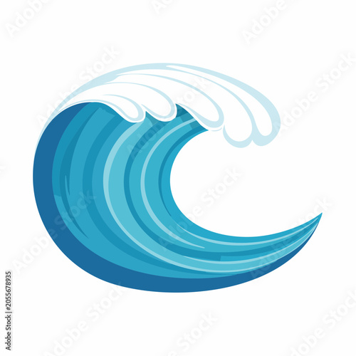 Stylized Blue Ocean Wave Illustration