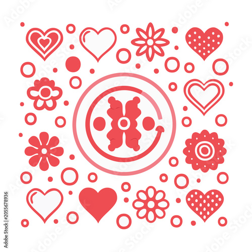 Red Heart Pattern Flat Design Vector