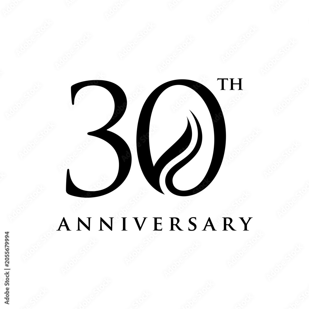 Obraz premium Number 30 years anniversary for birthday celebration logo design inspiration
