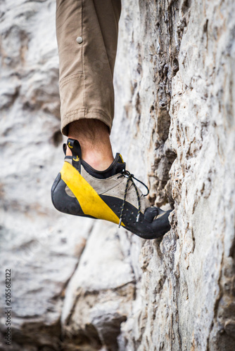 Rock Climbing Shoe Wedged in Rock Crack, Kamouraska, Quebec