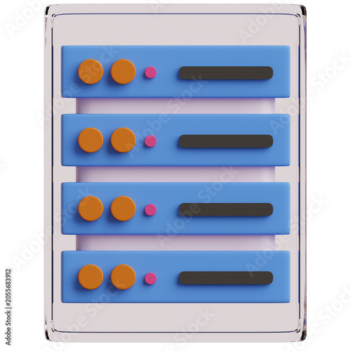 Plakat 3D Server Database Infrastructure Icon Isolated on Transparent Background