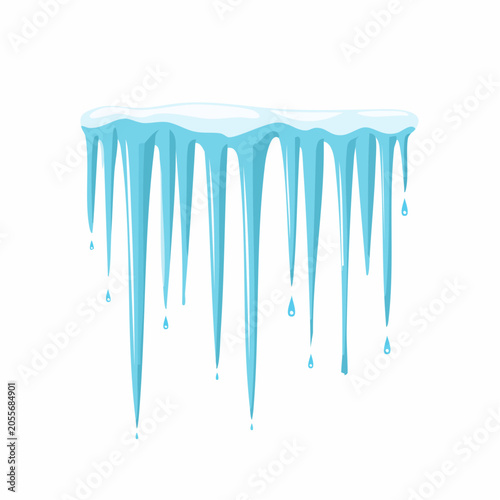Illustration of Melting Icicles with Snow