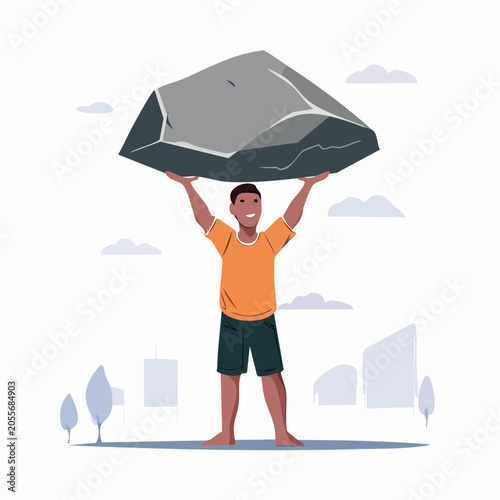 Man Holding Large Rock Overhead