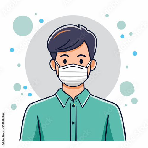 Man Wearing Medical Face Mask for Protection