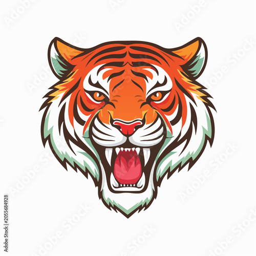 Roaring Tiger Head Illustration
