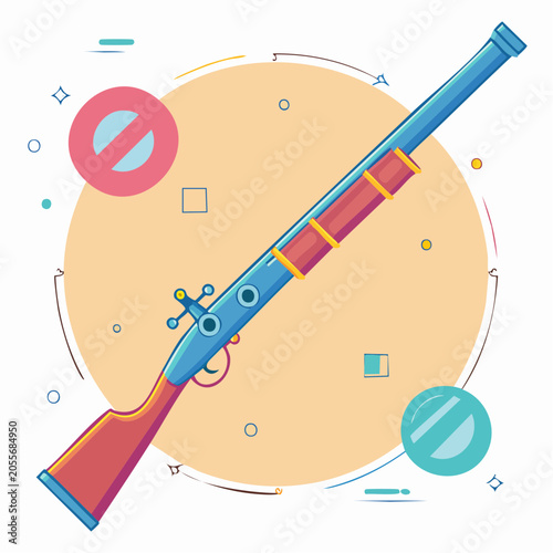 Stylized Illustration of an Antique Musket
