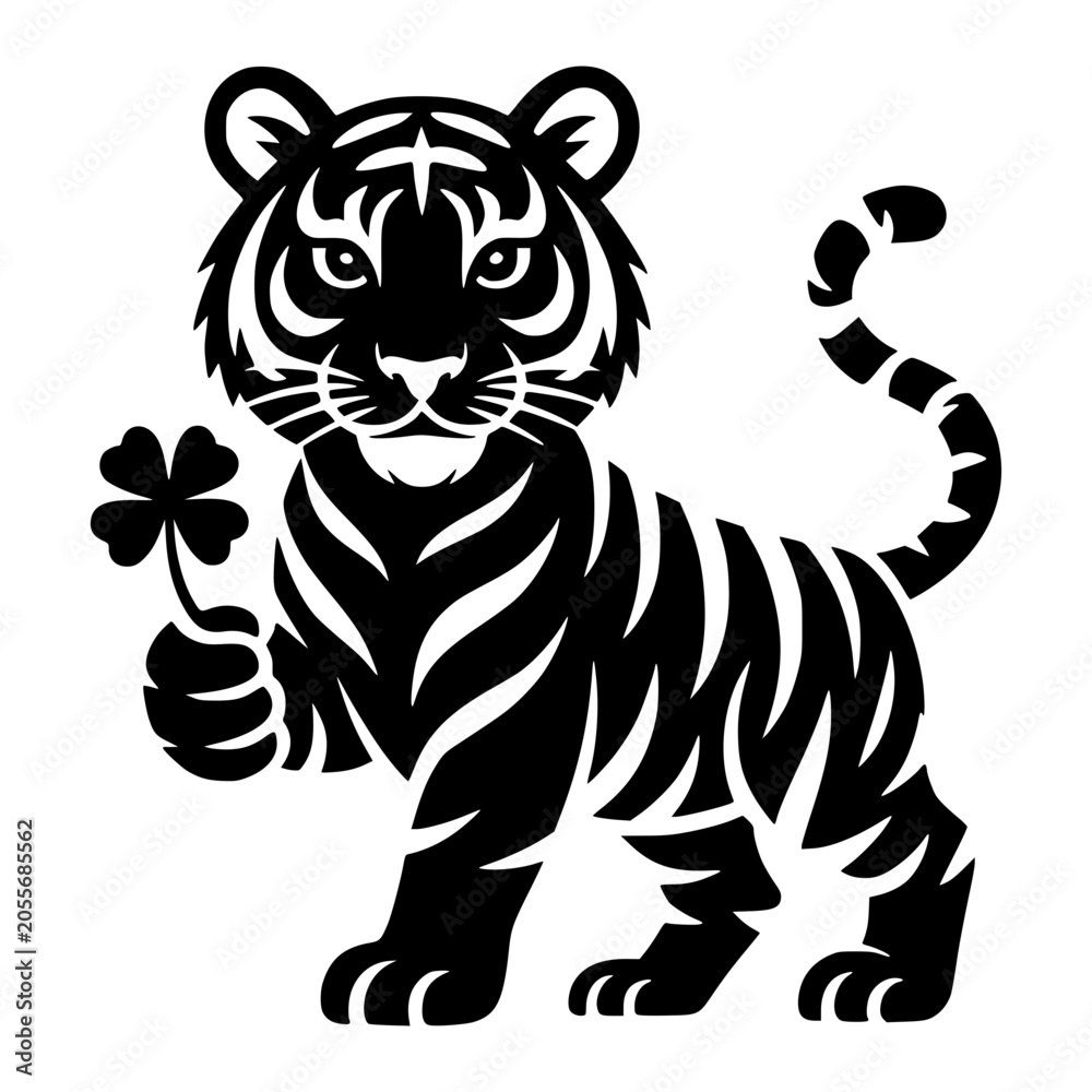 Obraz premium Tiger With Clover