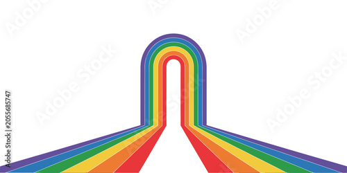Bild auf Leinwand Abstract pride month background with rainbow colors and wavy 1970s retro lines for lgbtq parade banner, pride festival poster, hippie style decor, and colorful summer graphic