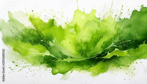 bright lime green watercolor splash isolated on white background