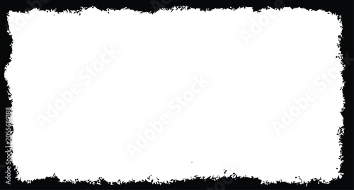 Black vector frame with rough edges isolated on white background