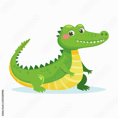 Cute cartoon alligator smiling