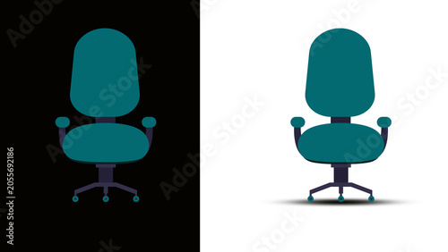 Business office-chair or easy-chair empty work stool with wheels and shadows isolate on a transparent background. Interior furniture.