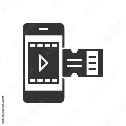 Bild auf Leinwand Online Movie Ticket With Mobile Icon