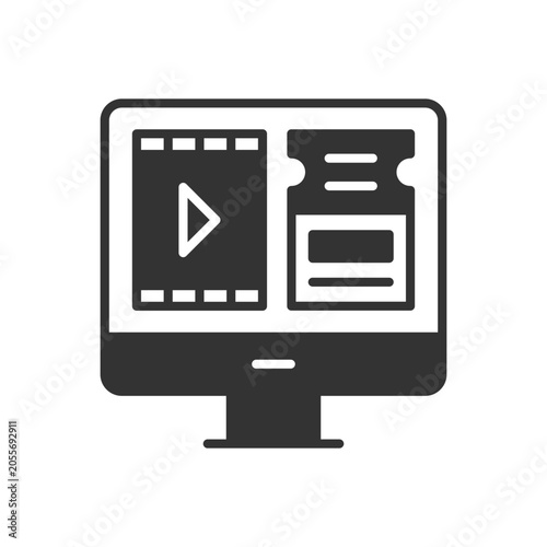 Tablou pe pânză Online Movie Ticket With Computer Icon