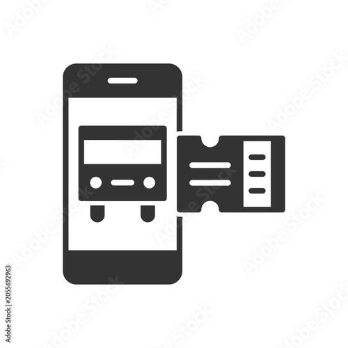 Online Bus Ticket With Mobile Icon