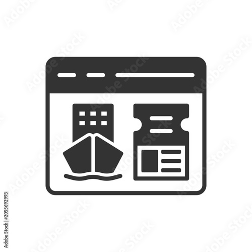 Cruise Ship Ticket Icon - Online Booking Browser Icon