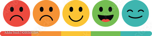 Photos Emotion rating bar icons illustration set, generic customer satisfaction feedback mood scale and survey evaluation symbols