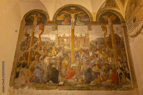 Bild auf Leinwand Crucifixion fresco by Giovanni Donato da Montorfano