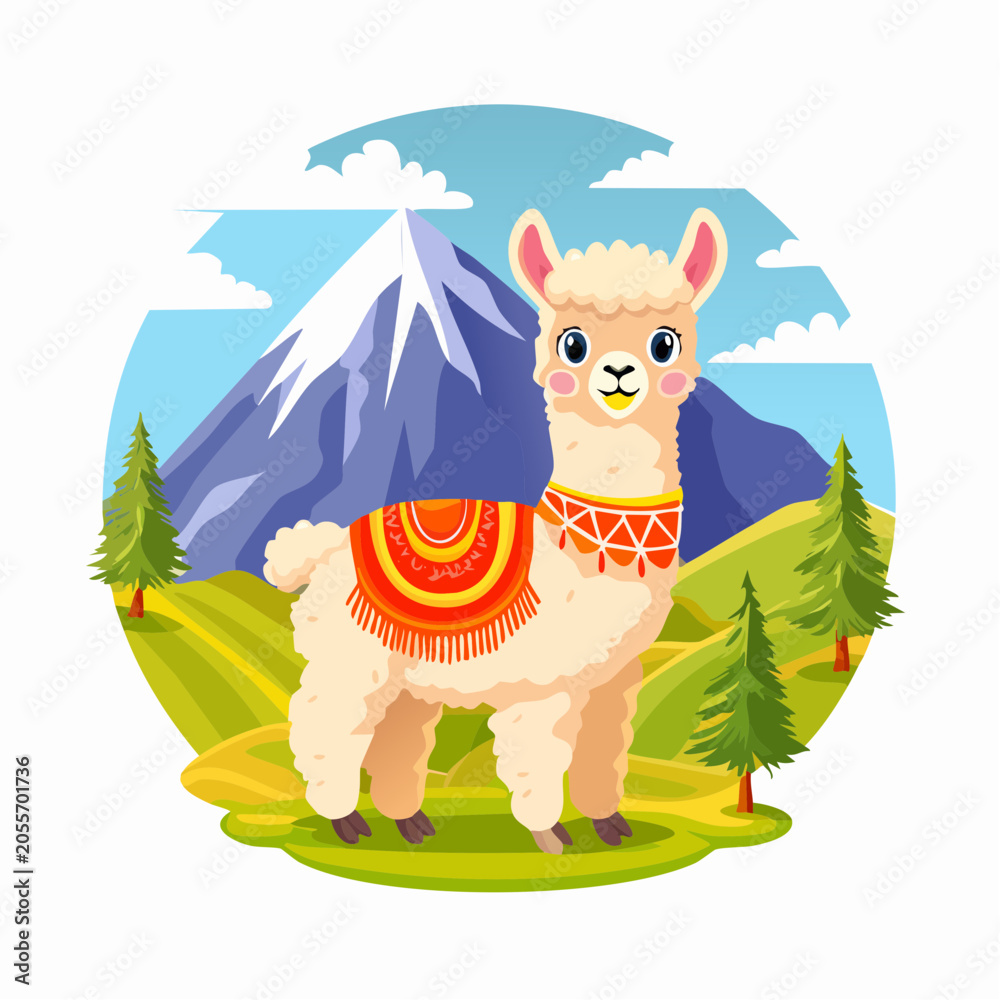 Fototapeta premium Baby-Alpaka im Hochland (Peru-Stil)